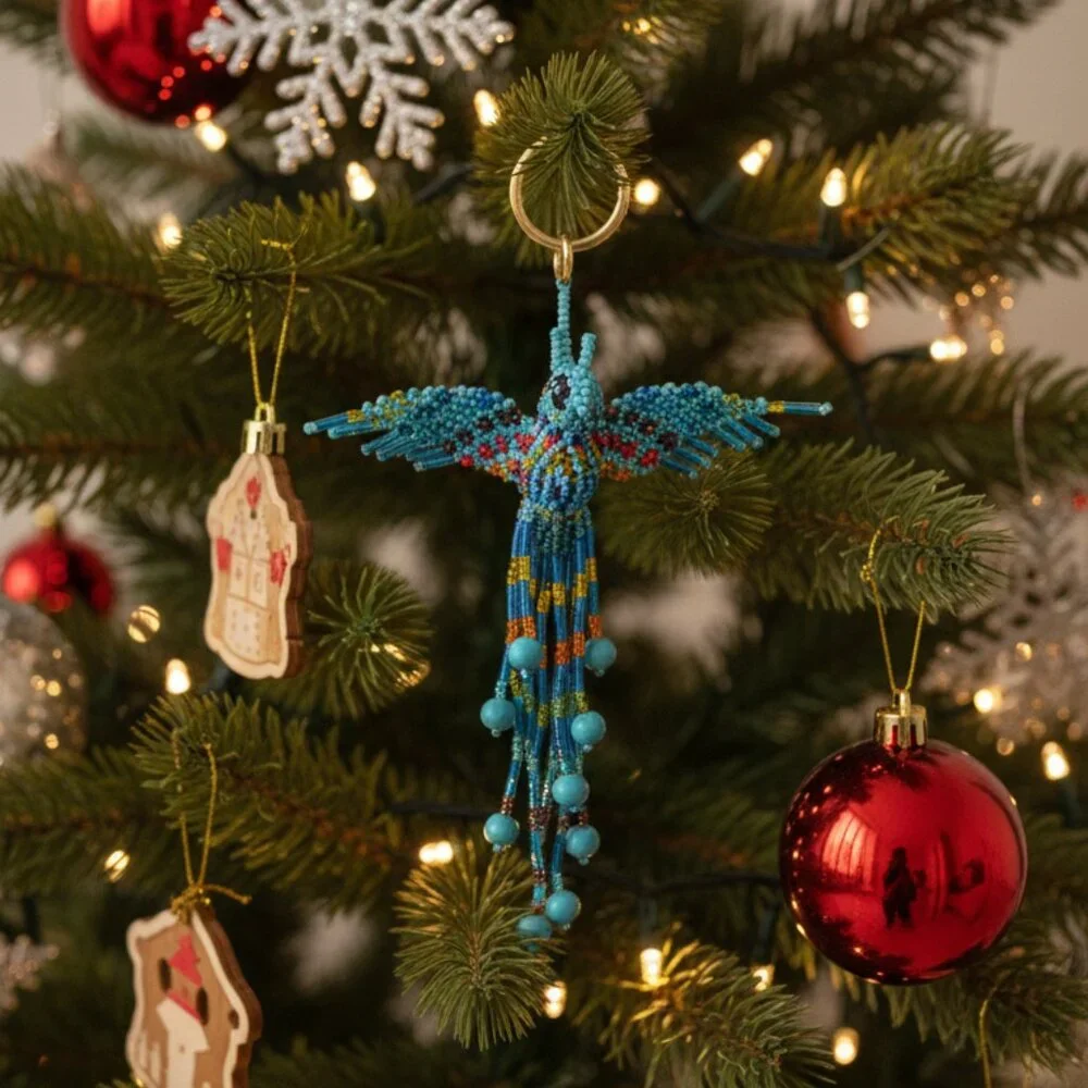 Artisan Beaded Hummingbird Bag Charm – Colorful Key Ring & Keychain Accessory - Picture 6 of 6